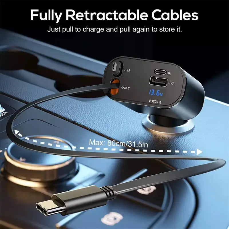 Ultimate 4-in-1 Car Charger™ (2 Type-C interface + USB A Port + Type-C port)