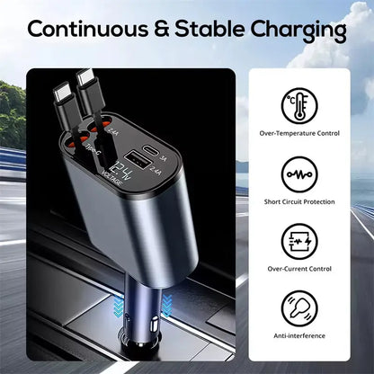 Ultimate 4-in-1 Car Charger™ (2 Type-C interface + USB A Port + Type-C port)