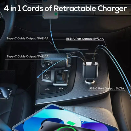 Ultimate 4-in-1 Car Charger™ (2 Type-C interface + USB A Port + Type-C port)