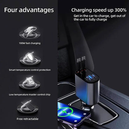 Ultimate 4-in-1 Car Charger™ (2 Type-C interface + USB A Port + Type-C port)