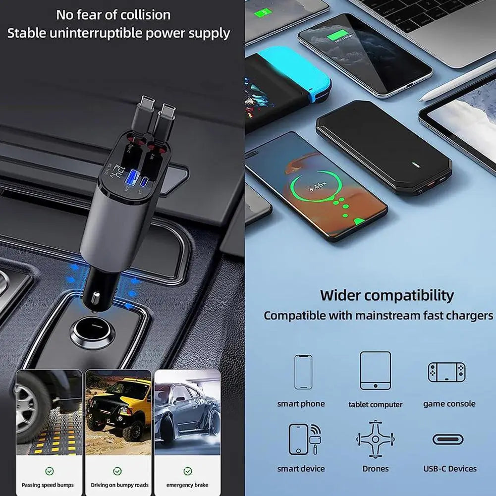 Ultimate 4-in-1 Car Charger™ (2 Type-C interface + USB A Port + Type-C port)