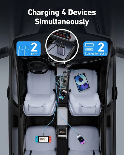 Ultimate 4-in-1 Car Charger™ (2 Type-C interface + USB A Port + Type-C port)